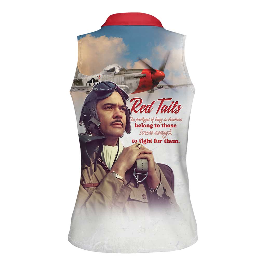Tuskegee Airmen Red Tails Women Sleeveless Polo Shirt Red - Brave Enough to Fight - Wonder Print Shop