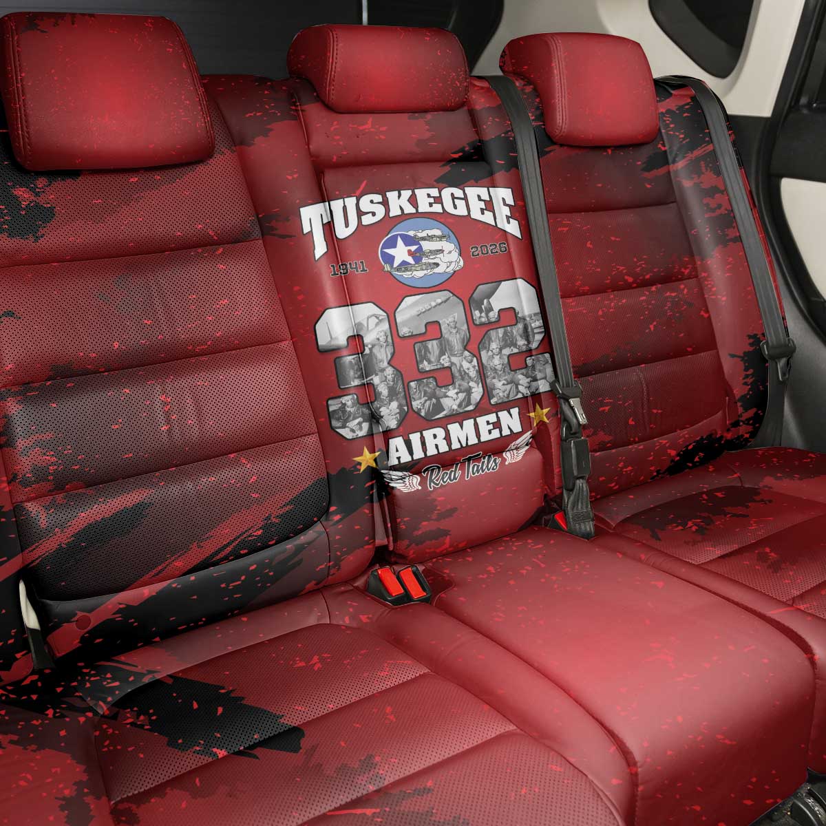 85 Years of Tuskegee Airmen Back Car Seat Cover 332nd Fighter Group Red Tails - Wonder Print Shop