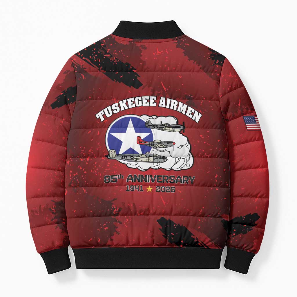 85 Years of Tuskegee Airmen Bomber Puffer Jacket 332nd Fighter Group Red Tails - Wonder Print Shop