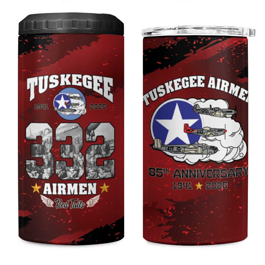 85 Years of Tuskegee Airmen 4 in 1 Can Cooler Tumbler 332nd Fighter Group Red Tails - Wonder Print Shop
