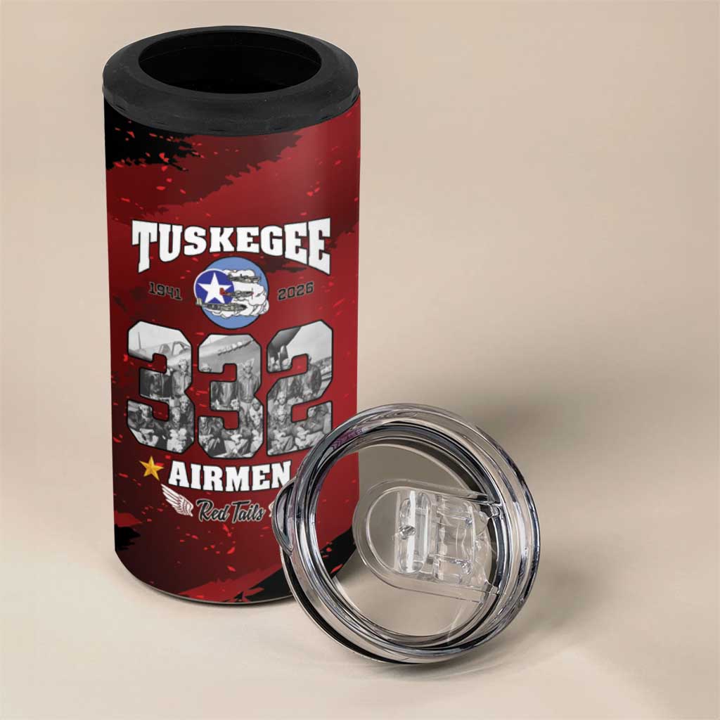85 Years of Tuskegee Airmen 4 in 1 Can Cooler Tumbler 332nd Fighter Group Red Tails - Wonder Print Shop