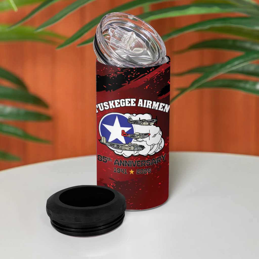 85 Years of Tuskegee Airmen 4 in 1 Can Cooler Tumbler 332nd Fighter Group Red Tails - Wonder Print Shop