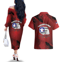 85 Years of Tuskegee Airmen Couples Matching Off The Shoulder Long Sleeve Dress and Hawaiian Shirt 332nd Fighter Group Red Tails - Wonder Print Shop