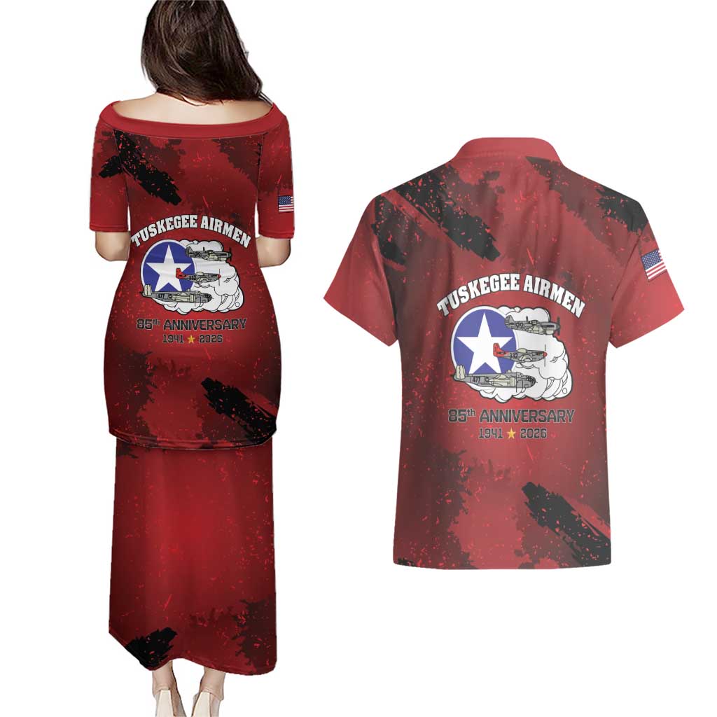 85 Years of Tuskegee Airmen Couples Matching Puletasi and Hawaiian Shirt 332nd Fighter Group Red Tails - Wonder Print Shop