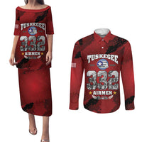85 Years of Tuskegee Airmen Couples Matching Puletasi and Long Sleeve Button Shirt 332nd Fighter Group Red Tails - Wonder Print Shop