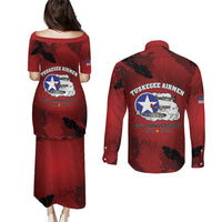 85 Years of Tuskegee Airmen Couples Matching Puletasi and Long Sleeve Button Shirt 332nd Fighter Group Red Tails - Wonder Print Shop