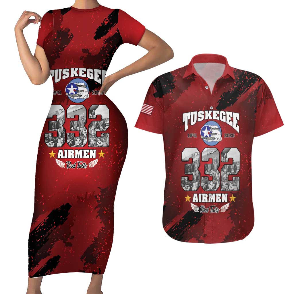 85 Years of Tuskegee Airmen Couples Matching Short Sleeve Bodycon Dress and Hawaiian Shirt 332nd Fighter Group Red Tails - Wonder Print Shop