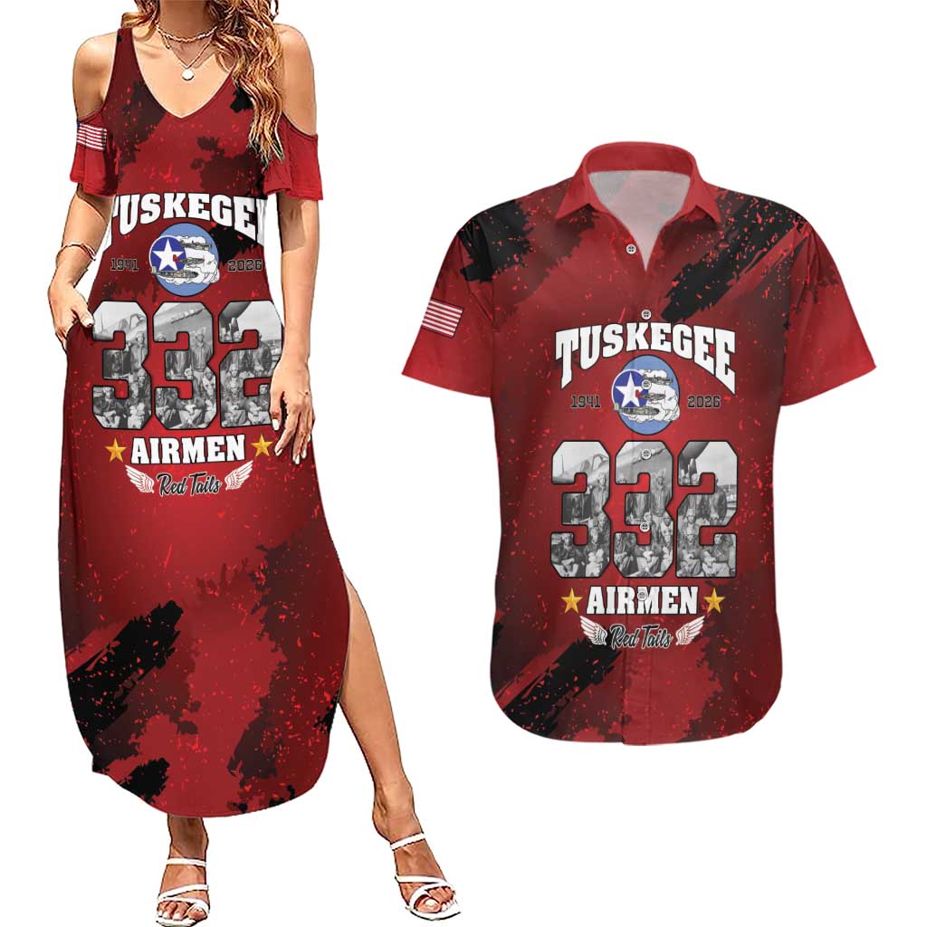 85 Years of Tuskegee Airmen Couples Matching Summer Maxi Dress and Hawaiian Shirt 332nd Fighter Group Red Tails - Wonder Print Shop