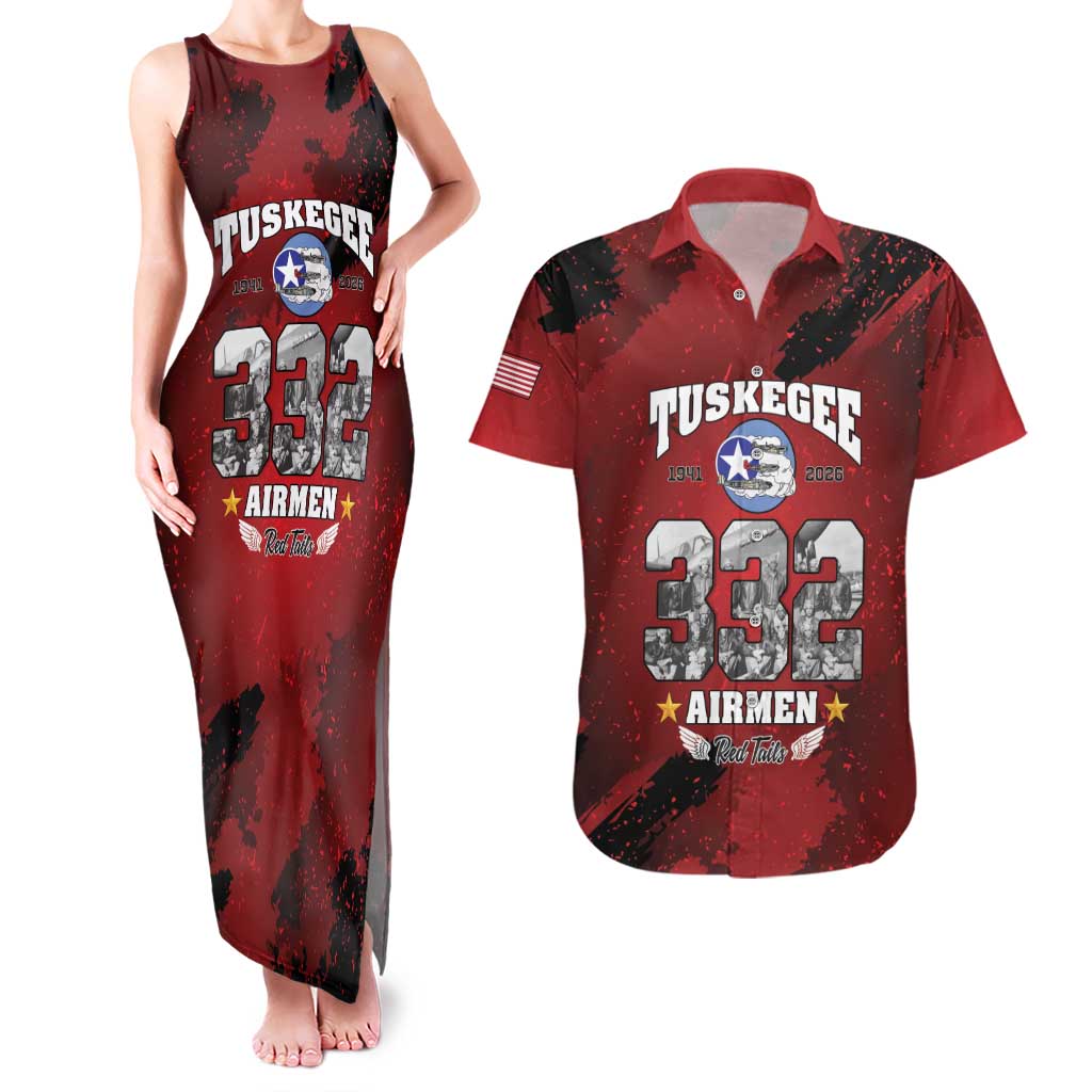 85 Years of Tuskegee Airmen Couples Matching Tank Maxi Dress and Hawaiian Shirt 332nd Fighter Group Red Tails - Wonder Print Shop