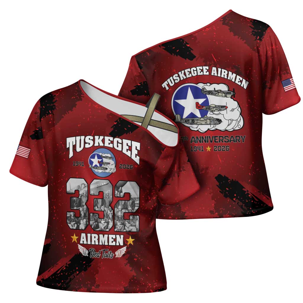 85 Years of Tuskegee Airmen Cross Shoulder Shirt 332nd Fighter Group Red Tails - Wonder Print Shop