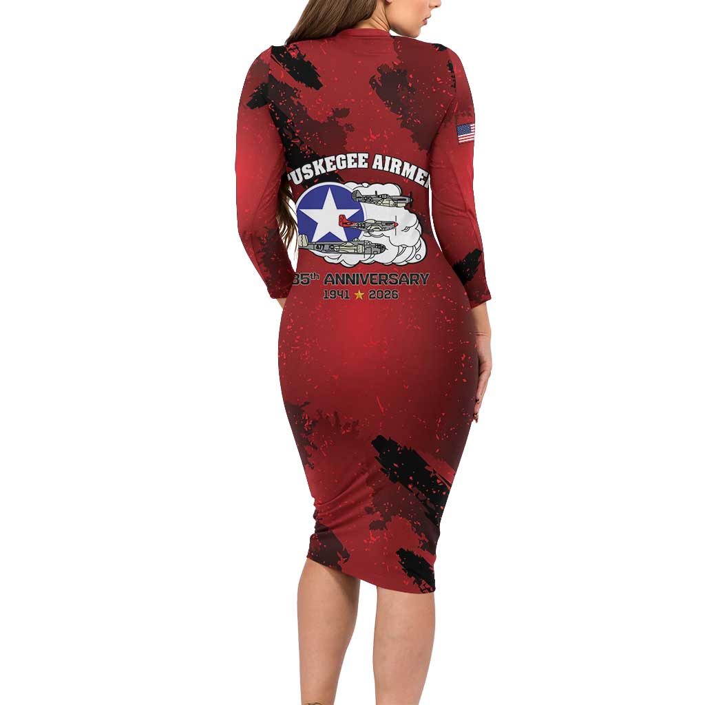 85 Years of Tuskegee Airmen Family Matching Long Sleeve Bodycon Dress and Hawaiian Shirt 332nd Fighter Group Red Tails - Wonder Print Shop