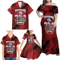 85 Years of Tuskegee Airmen Family Matching Off Shoulder Maxi Dress and Hawaiian Shirt 332nd Fighter Group Red Tails - Wonder Print Shop