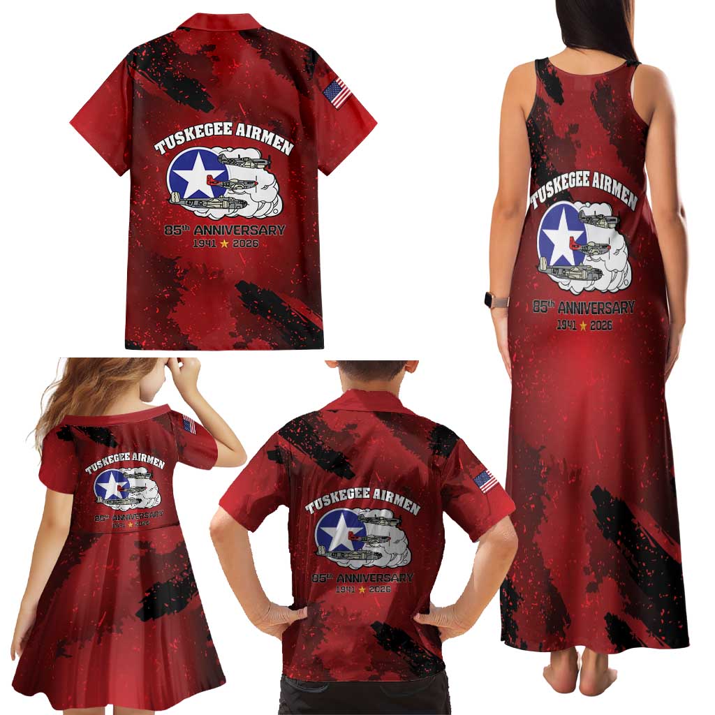 85 Years of Tuskegee Airmen Family Matching Tank Maxi Dress and Hawaiian Shirt 332nd Fighter Group Red Tails - Wonder Print Shop