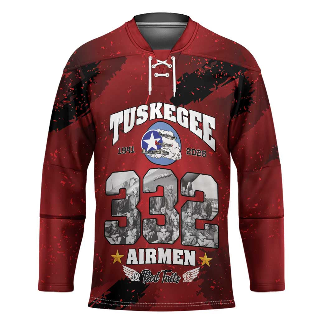 85 Years of Tuskegee Airmen Hockey Jersey 332nd Fighter Group Red Tails - Wonder Print Shop