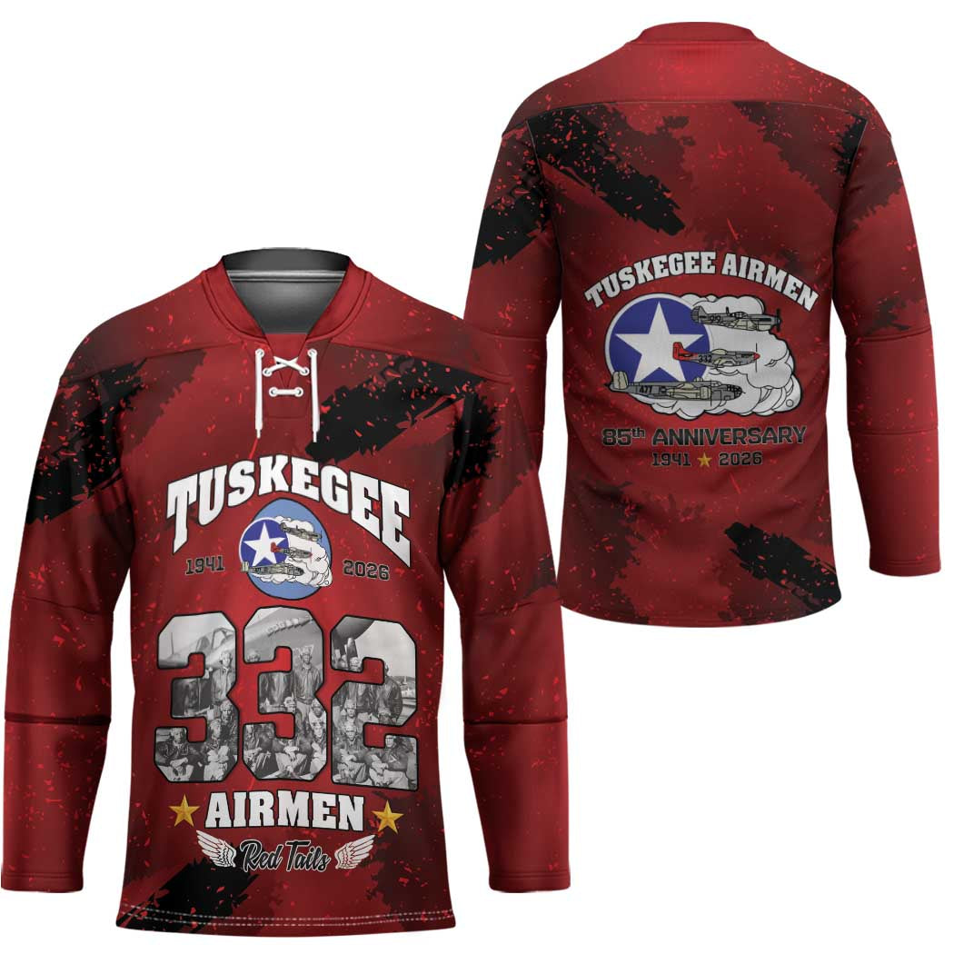 85 Years of Tuskegee Airmen Hockey Jersey 332nd Fighter Group Red Tails - Wonder Print Shop