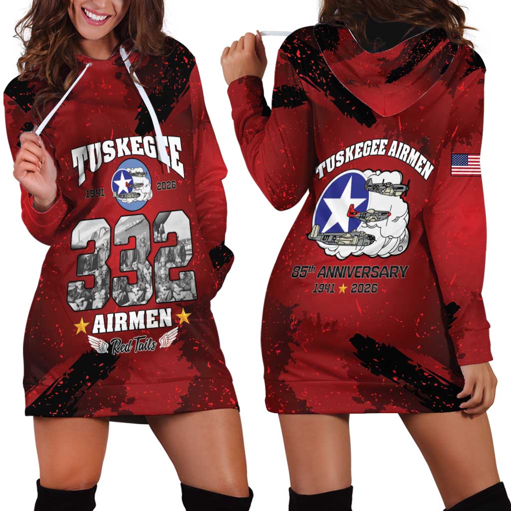 85 Years of Tuskegee Airmen Hoodie Dress 332nd Fighter Group Red Tails - Wonder Print Shop
