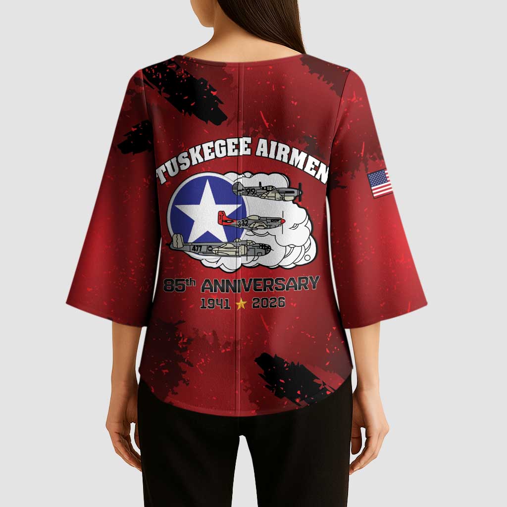 85 Years of Tuskegee Airmen Kimono Sleeve Blouse 332nd Fighter Group Red Tails - Wonder Print Shop