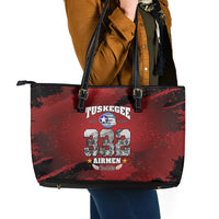 85 Years of Tuskegee Airmen Leather Tote Bag 332nd Fighter Group Red Tails - Wonder Print Shop