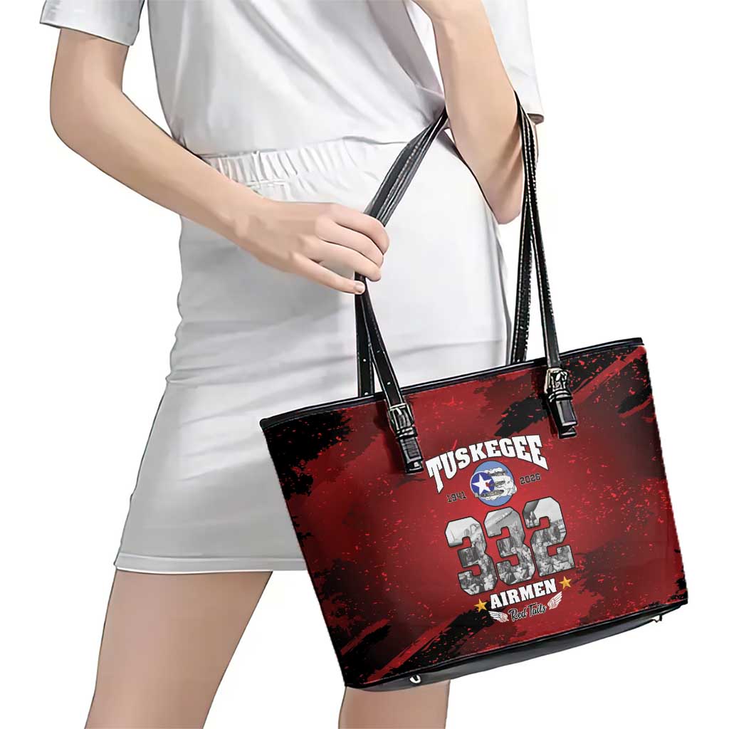 85 Years of Tuskegee Airmen Leather Tote Bag 332nd Fighter Group Red Tails - Wonder Print Shop