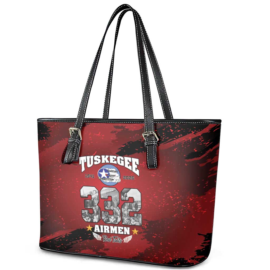 85 Years of Tuskegee Airmen Leather Tote Bag 332nd Fighter Group Red Tails - Wonder Print Shop