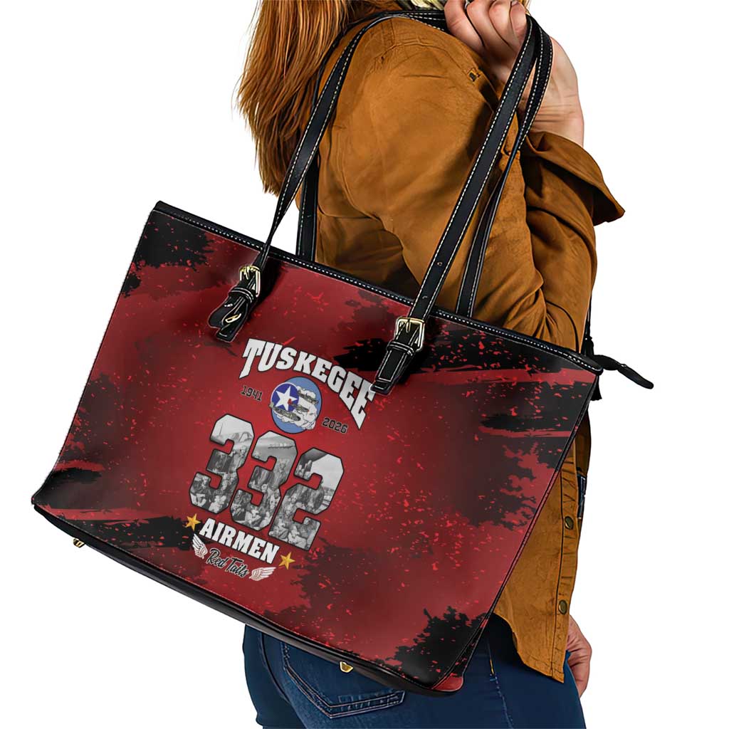 85 Years of Tuskegee Airmen Leather Tote Bag 332nd Fighter Group Red Tails - Wonder Print Shop