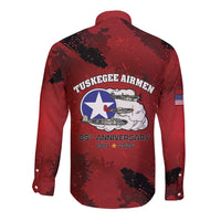 85 Years of Tuskegee Airmen Long Sleeve Button Shirt 332nd Fighter Group Red Tails - Wonder Print Shop