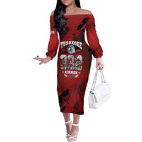 85 Years of Tuskegee Airmen Off The Shoulder Long Sleeve Dress 332nd Fighter Group Red Tails - Wonder Print Shop