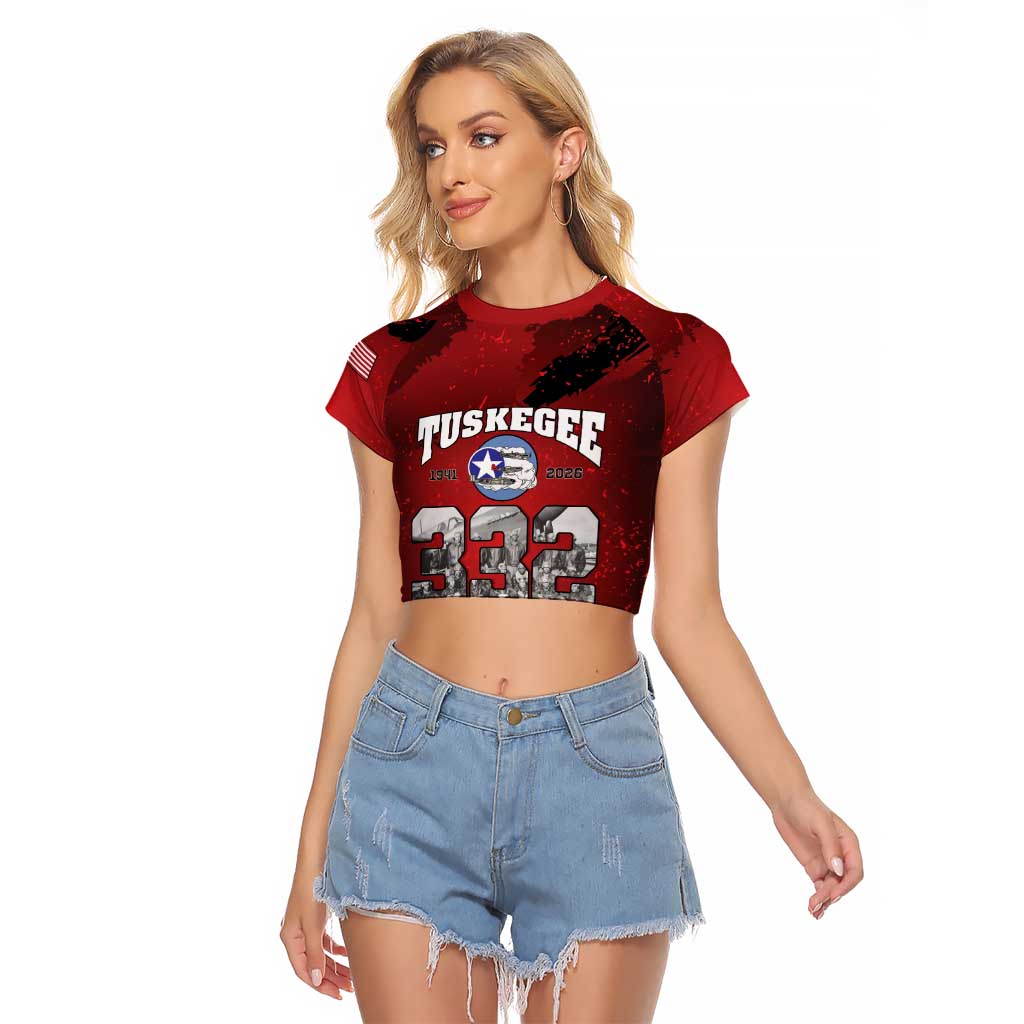 85 Years of Tuskegee Airmen Raglan Cropped T Shirt 332nd Fighter Group Red Tails - Wonder Print Shop