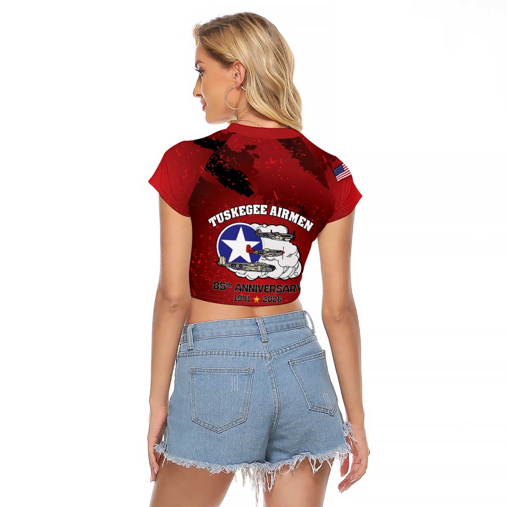 85 Years of Tuskegee Airmen Raglan Cropped T Shirt 332nd Fighter Group Red Tails - Wonder Print Shop