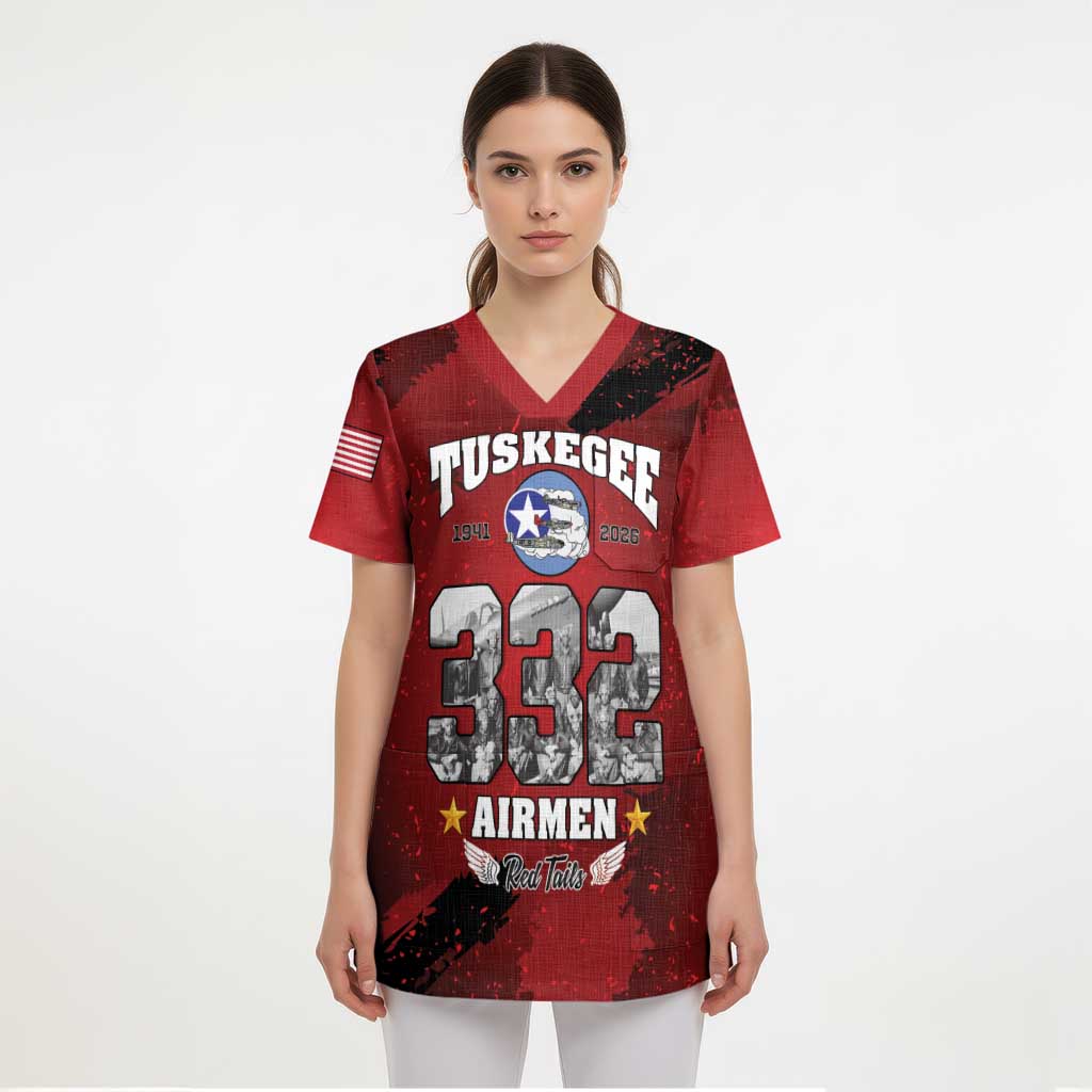 85 Years of Tuskegee Airmen Scrub Top 332nd Fighter Group Red Tails - Wonder Print Shop