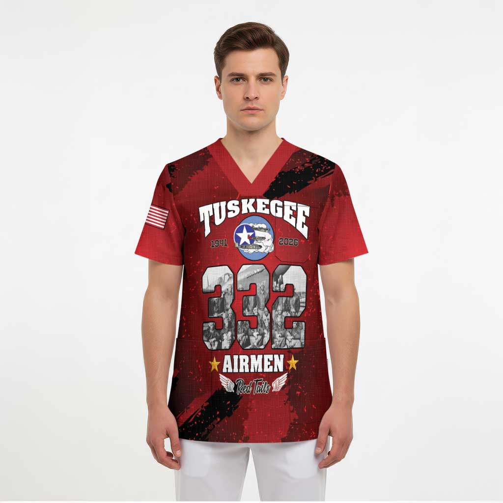 85 Years of Tuskegee Airmen Scrub Top 332nd Fighter Group Red Tails - Wonder Print Shop
