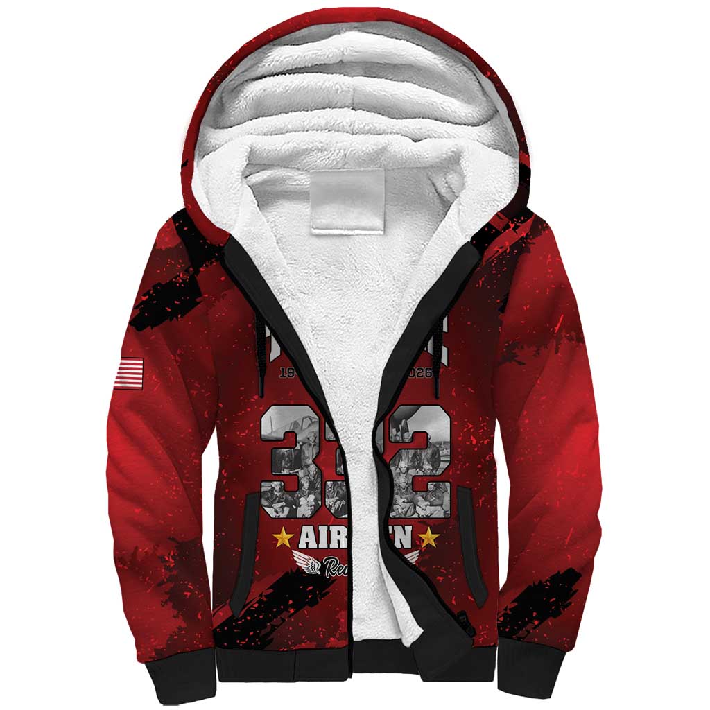 85 Years of Tuskegee Airmen Sherpa Hoodie 332nd Fighter Group Red Tails - Wonder Print Shop