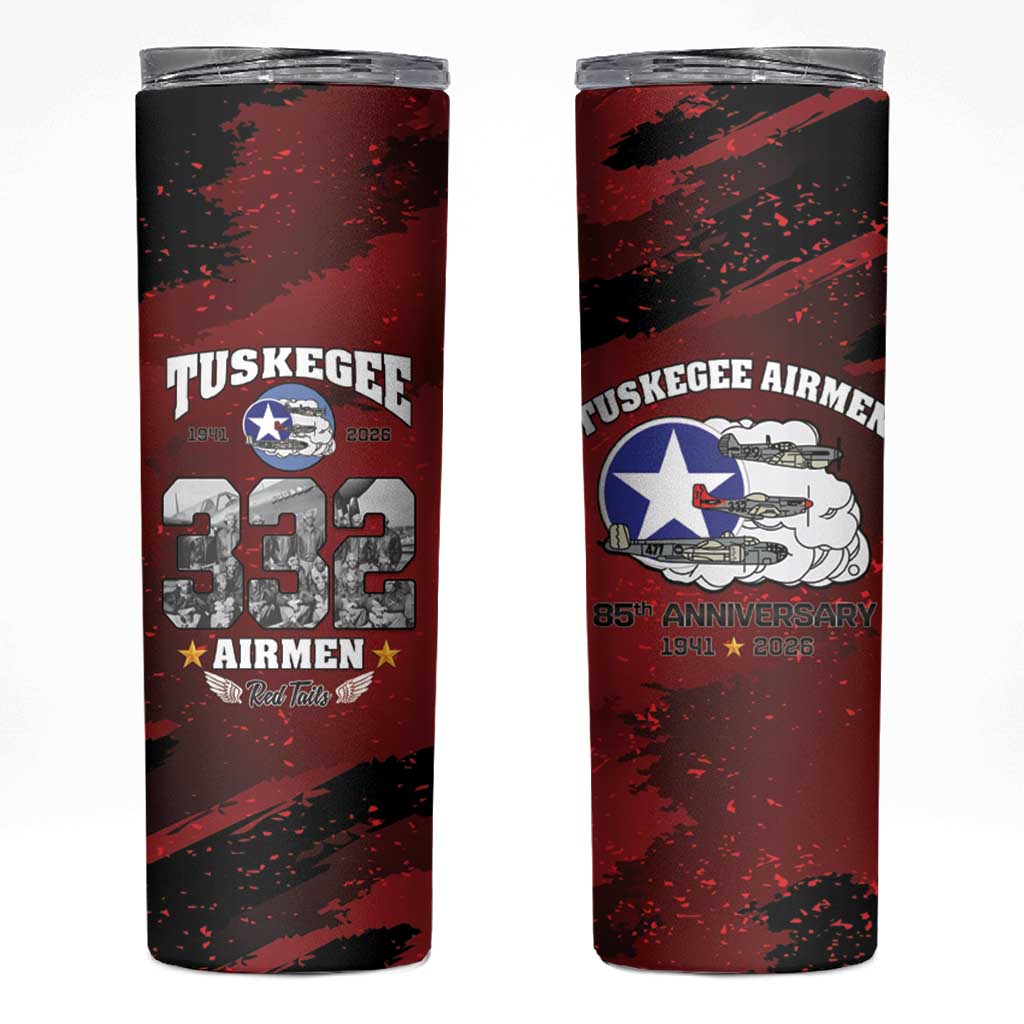85 Years of Tuskegee Airmen Skinny Tumbler 332nd Fighter Group Red Tails - Wonder Print Shop