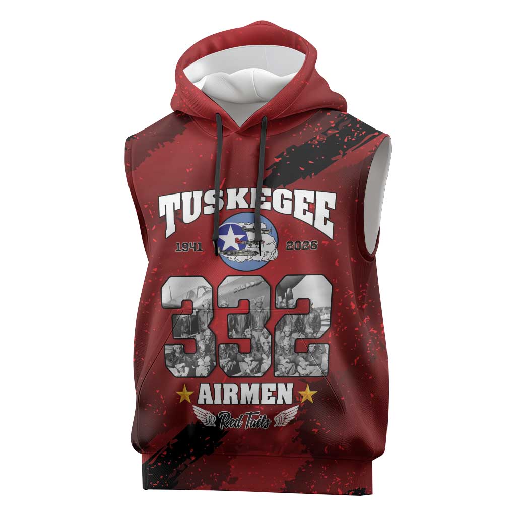 85 Years of Tuskegee Airmen Sleeveless Hoodie 332nd Fighter Group Red Tails - Wonder Print Shop