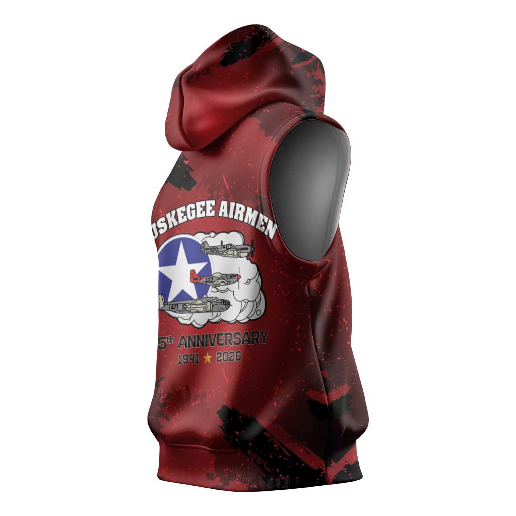 85 Years of Tuskegee Airmen Sleeveless Hoodie 332nd Fighter Group Red Tails - Wonder Print Shop