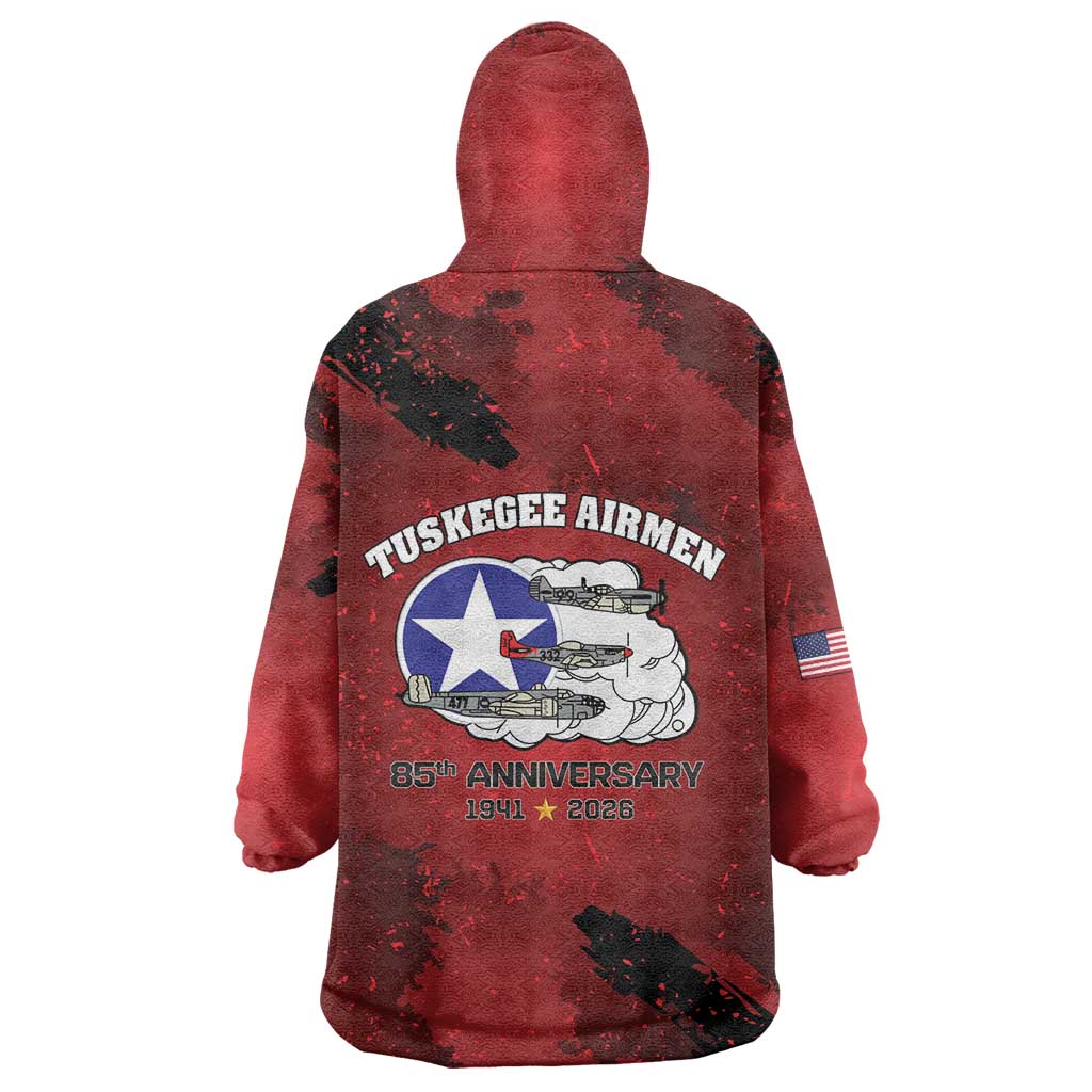 85 Years of Tuskegee Airmen Wearable Blanket Hoodie 332nd Fighter Group Red Tails - Wonder Print Shop