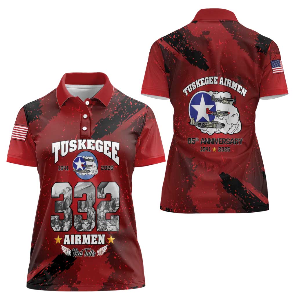 85 Years of Tuskegee Airmen Women Polo Shirt 332nd Fighter Group Red Tails - Wonder Print Shop