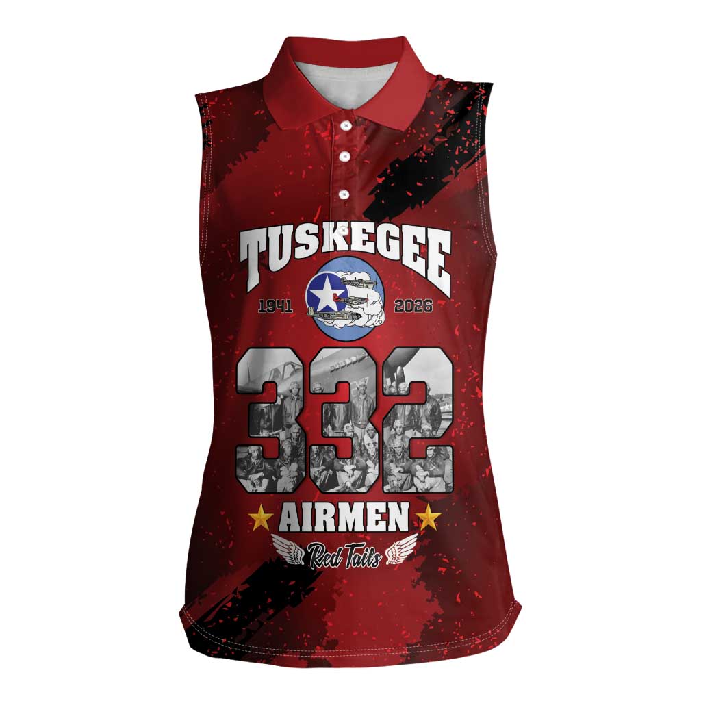 85 Years of Tuskegee Airmen Women Sleeveless Polo Shirt 332nd Fighter Group Red Tails - Wonder Print Shop