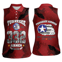 85 Years of Tuskegee Airmen Women Sleeveless Polo Shirt 332nd Fighter Group Red Tails - Wonder Print Shop