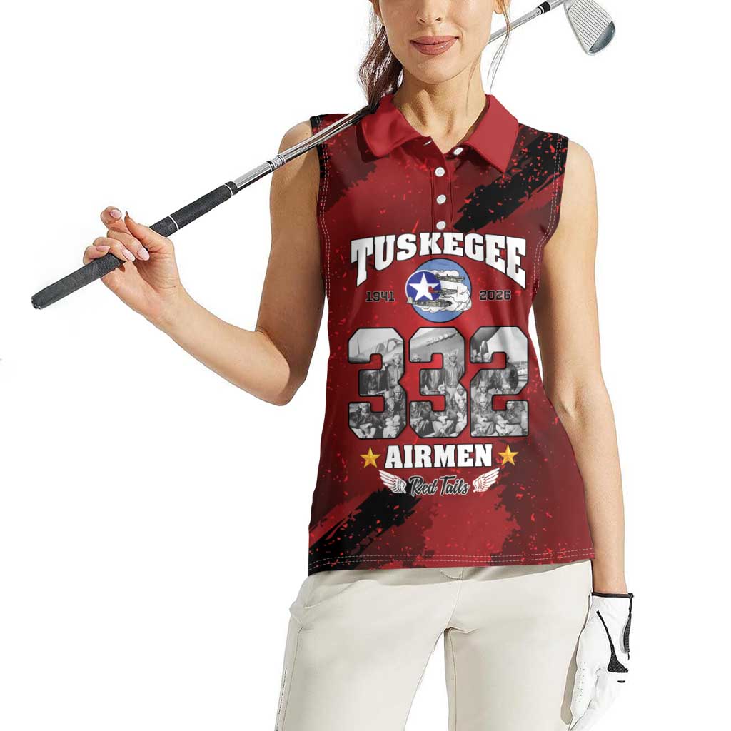 85 Years of Tuskegee Airmen Women Sleeveless Polo Shirt 332nd Fighter Group Red Tails - Wonder Print Shop