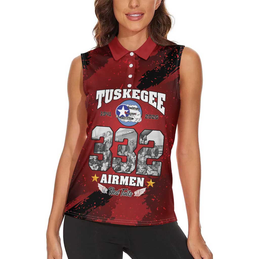 85 Years of Tuskegee Airmen Women Sleeveless Polo Shirt 332nd Fighter Group Red Tails - Wonder Print Shop