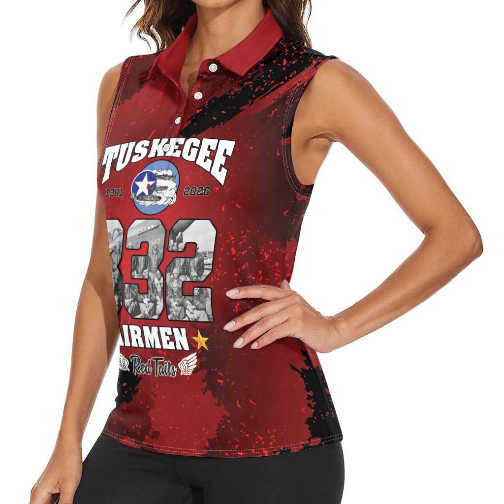 85 Years of Tuskegee Airmen Women Sleeveless Polo Shirt 332nd Fighter Group Red Tails - Wonder Print Shop