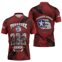85 Years of Tuskegee Airmen Zipper Polo Shirt 332nd Fighter Group Red Tails - Wonder Print Shop