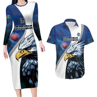 Custom Namibia Cricket Couples Matching Long Sleeve Bodycon Dress and Hawaiian Shirt Go Champions
