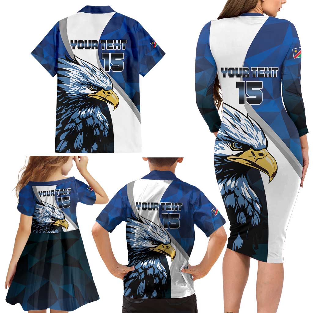 Custom Namibia Cricket Family Matching Long Sleeve Bodycon Dress and Hawaiian Shirt Go Champions