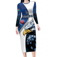 Custom Namibia Cricket Family Matching Long Sleeve Bodycon Dress and Hawaiian Shirt Go Champions