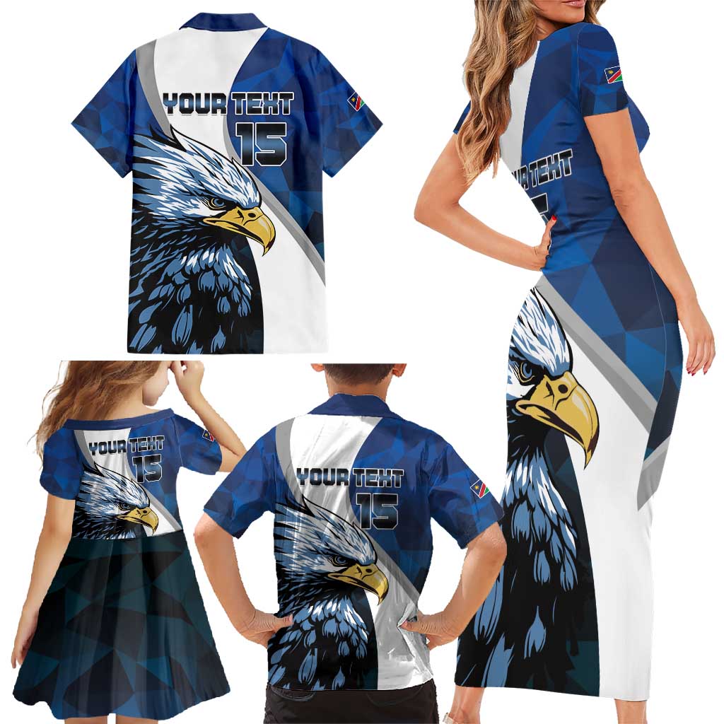 Custom Namibia Cricket Family Matching Short Sleeve Bodycon Dress and Hawaiian Shirt Go Champions