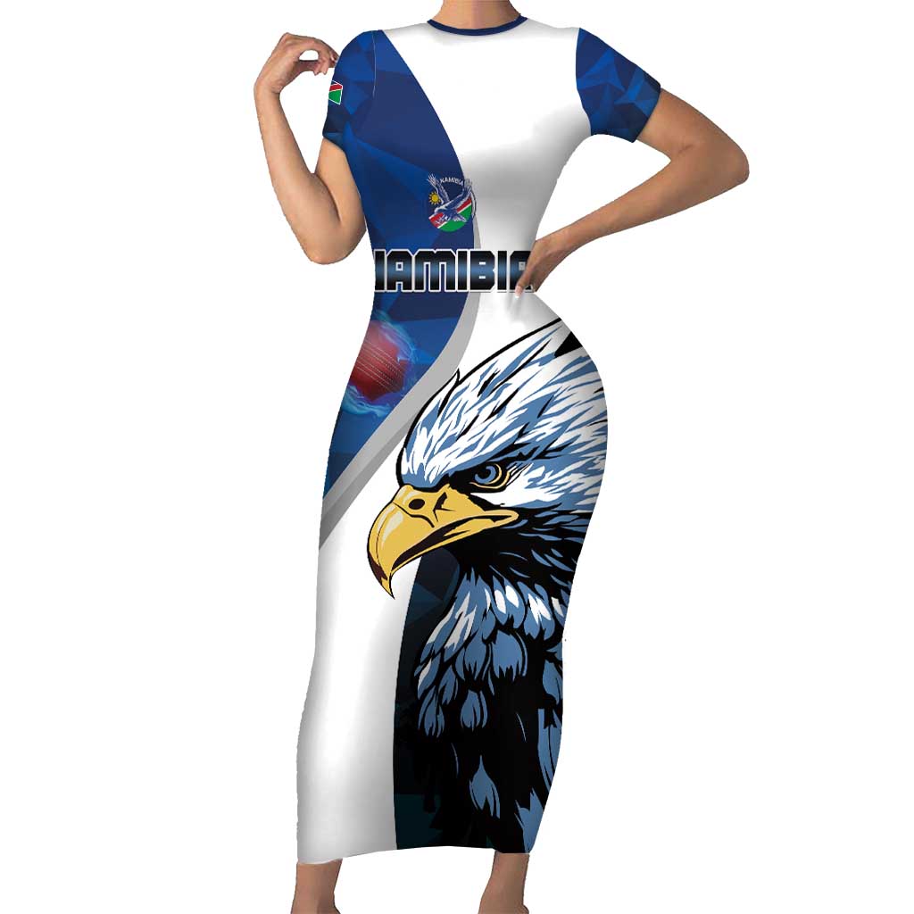 Custom Namibia Cricket Family Matching Short Sleeve Bodycon Dress and Hawaiian Shirt Go Champions