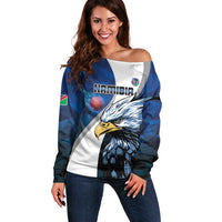 Custom Namibia Cricket Off Shoulder Sweater Go Champions
