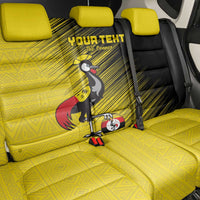 Custom Uganda Football Back Car Seat Cover Black Crowned Crane Mix Grunge Style - Yellow Color